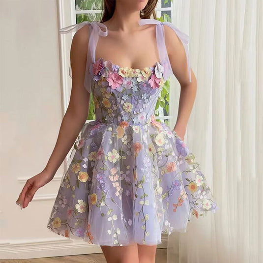 Embroidered Floral Corset Dress