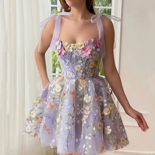 Embroidered Floral Corset Dress