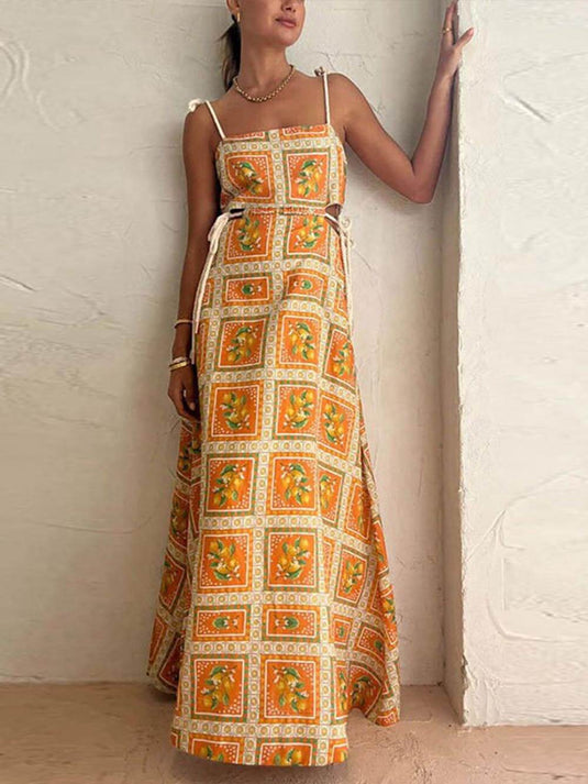 Robe à Bretelles Imprimée Citron Exclusive