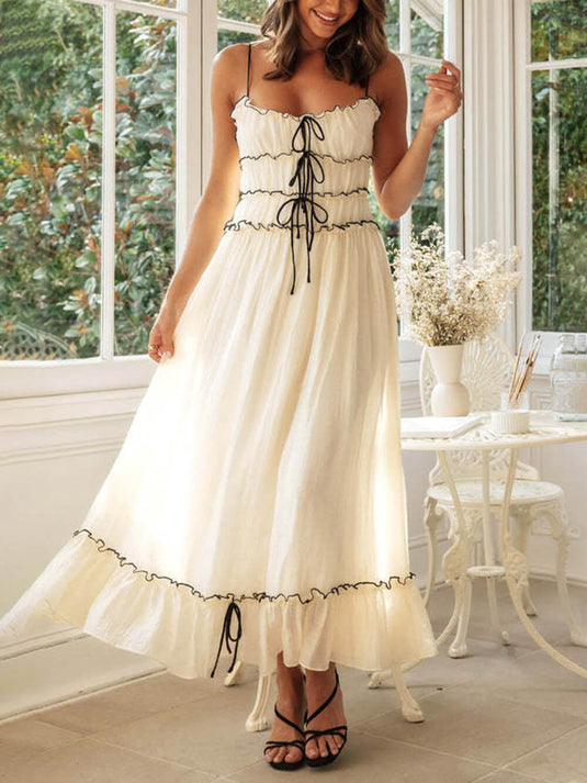 Robe Chic à Bretelles Dévoilant les Épaules en Patchwork