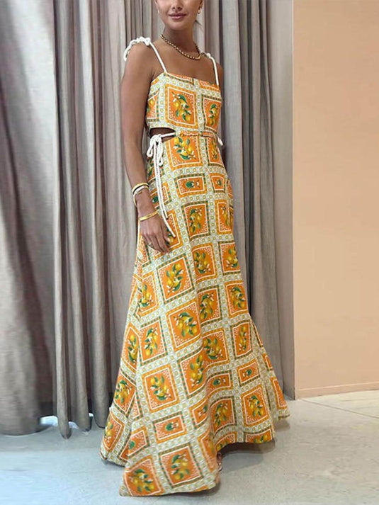 Robe à Bretelles Imprimée Citron Exclusive