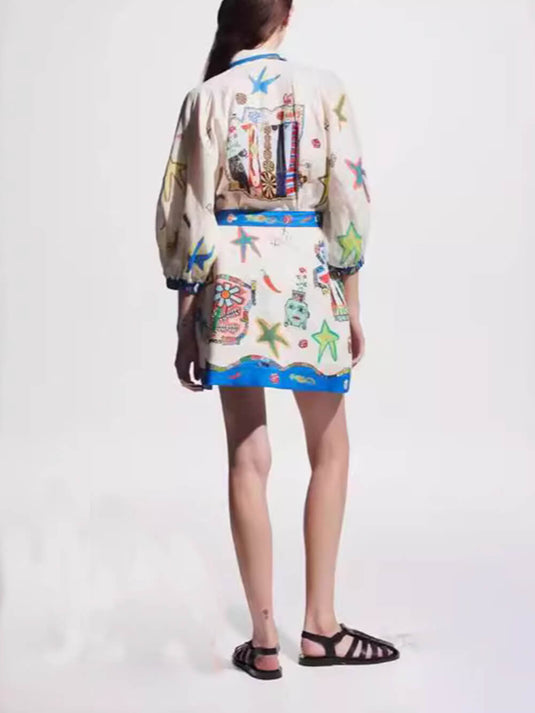 Peplum Printed Cardigan Robe
