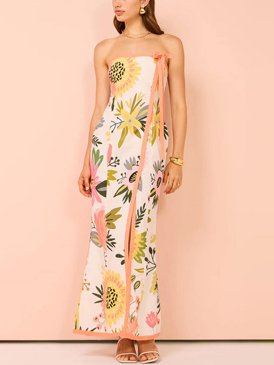 Robe d'Été Imprimée avec Fente Sexy