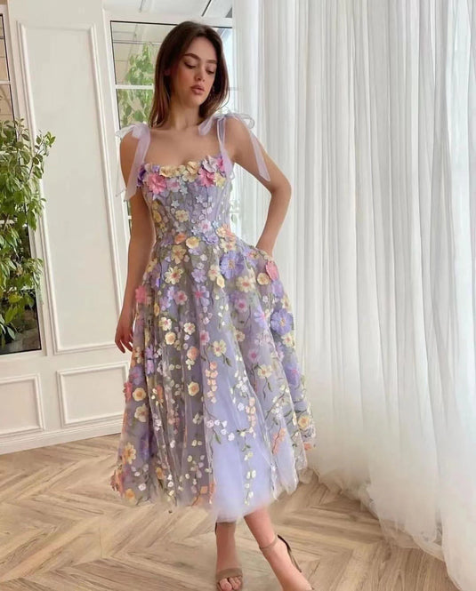 Embroidered Floral Corset Dress