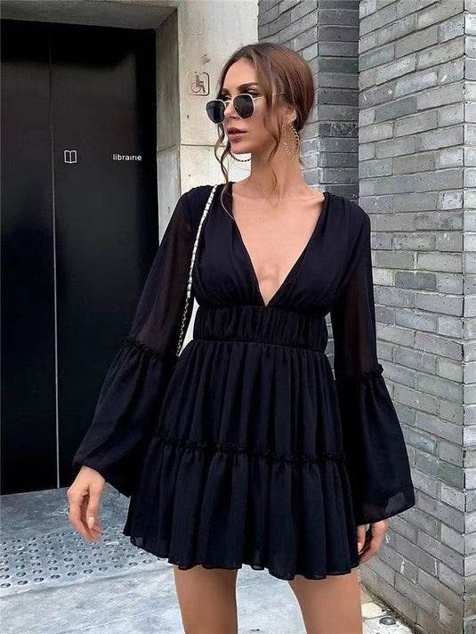 Robe de Plage en Chiffon Sexy avec Décolleté en V