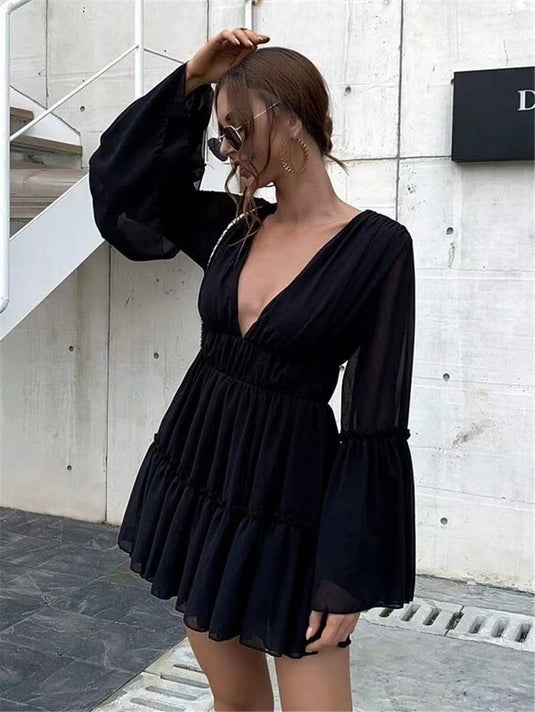Robe de Plage en Chiffon Sexy avec Décolleté en V