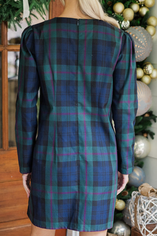 Robe Mini à Motif Vichy Bleu Marine