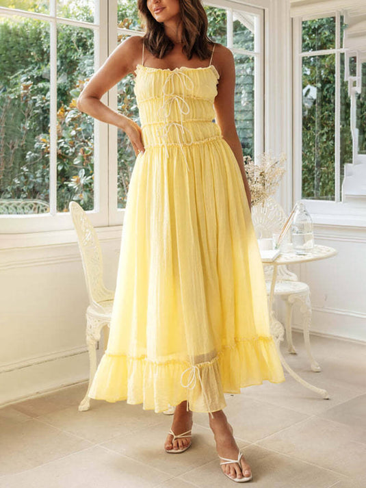 Robe Chic à Bretelles Dévoilant les Épaules en Patchwork