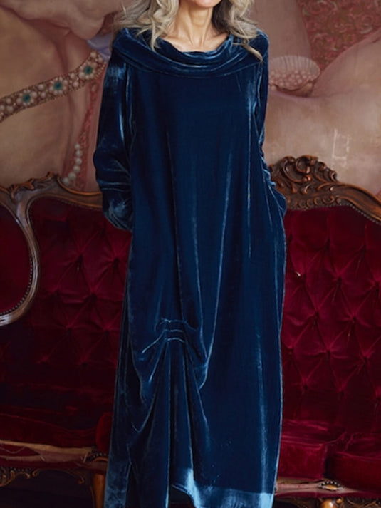 Draped Velvet Midi Dress
