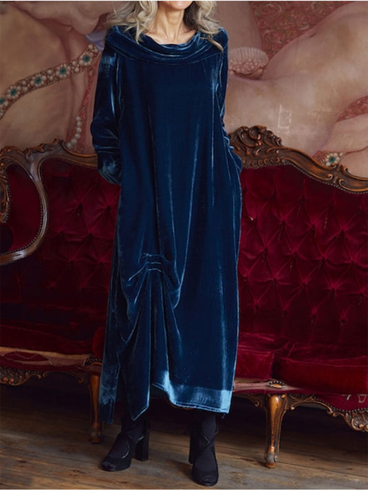 Draped Velvet Midi Dress