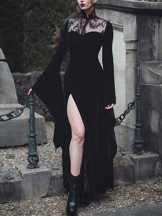 Robe Maxi Sorcière Sexy avec Fente pour Halloween