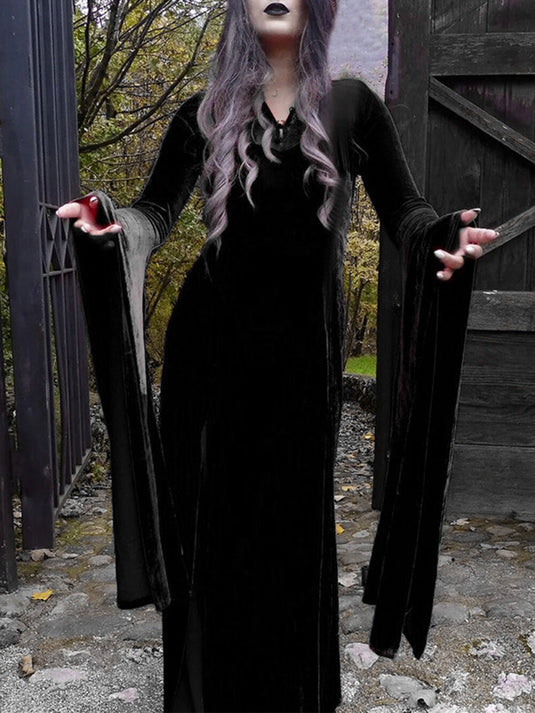 Robe Maxi Sorcière Sexy avec Fente pour Halloween