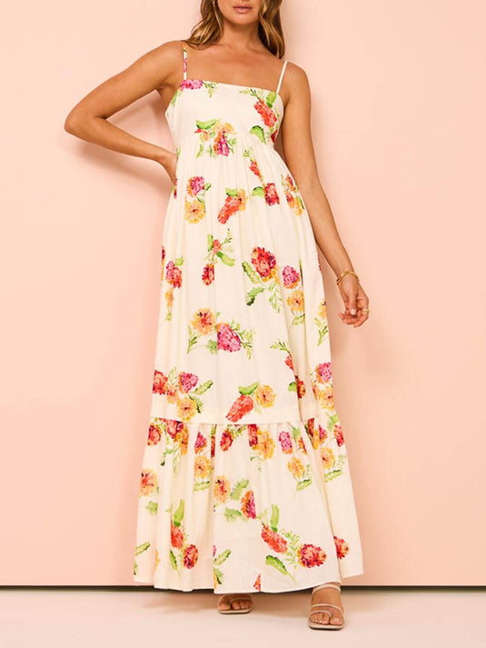 Maxi Robe Dos Nu avec Imprimé Floral Unique