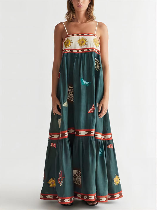 Robe Midi Imprimée Été Unique et Amusante