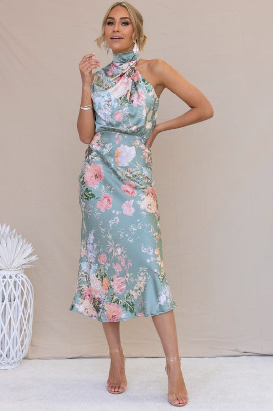 Robe Maxi Fleurie à Bretelles avec Taille Élastique - Wine Country Dates