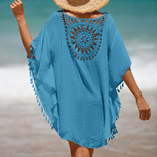 Blouse de Plage en Crochet à Franges de Tournesol