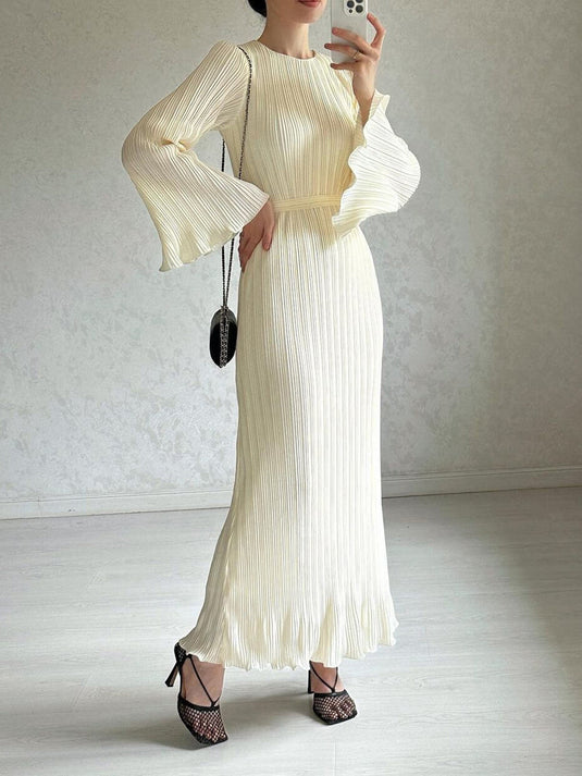 Maxi Robe à Manches Cloches Froncées