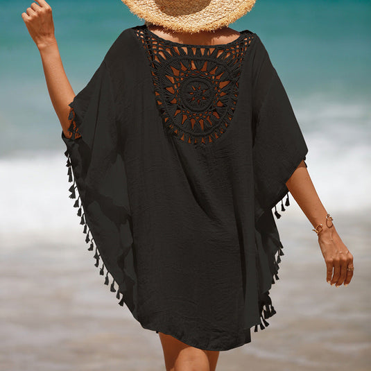 Blouse de Plage en Crochet à Franges de Tournesol
