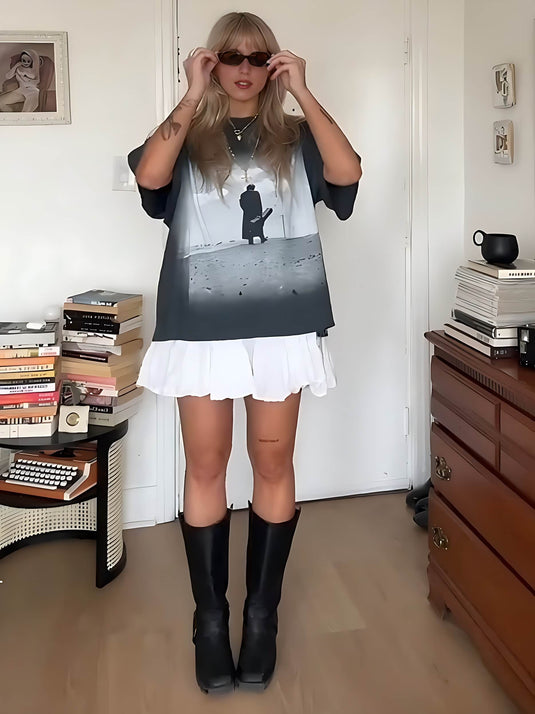 Ivory Cotton Cash & Robe Mini T-Shirt Silhouette