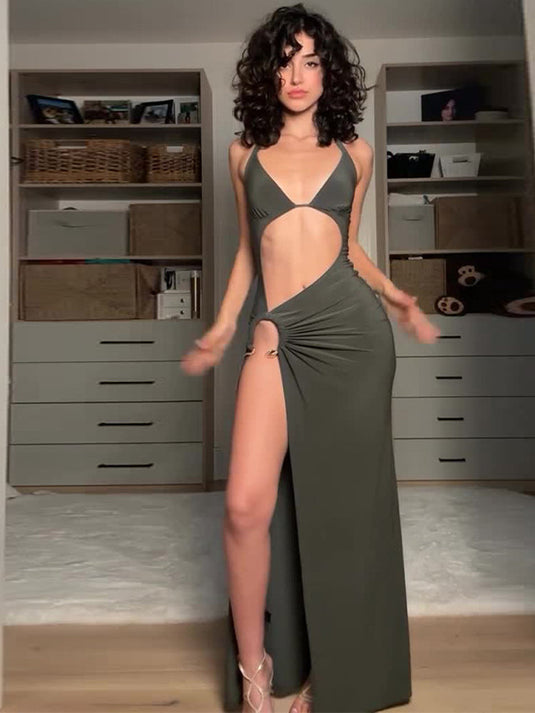 Robe à Fente Haute avec Suspender
