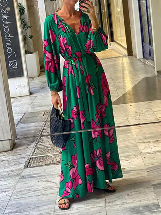 Robe de Plage à Imprimé et Col V pour vos Évasions