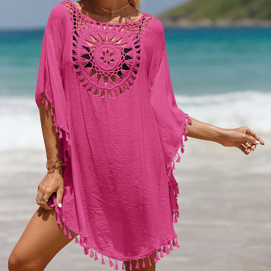 Blouse de Plage en Crochet à Franges de Tournesol