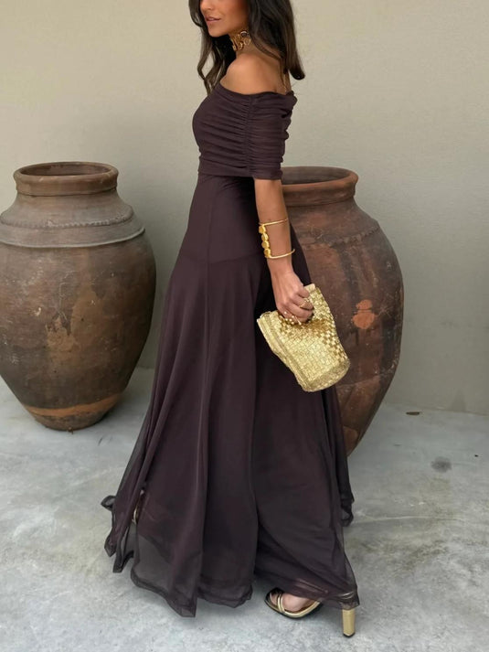 Robe Maxi en Mesh Toledo à Épaule Unique