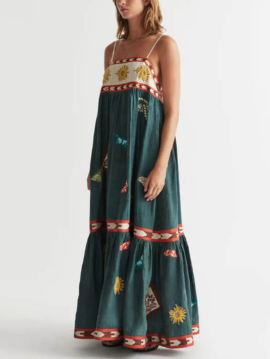 Robe Midi Imprimée Été Unique et Amusante