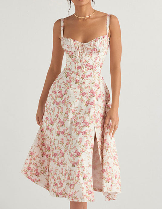 Herringbone Printed Slip Dress