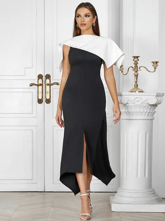 Chic Noir & Blanc Bodycon Dress