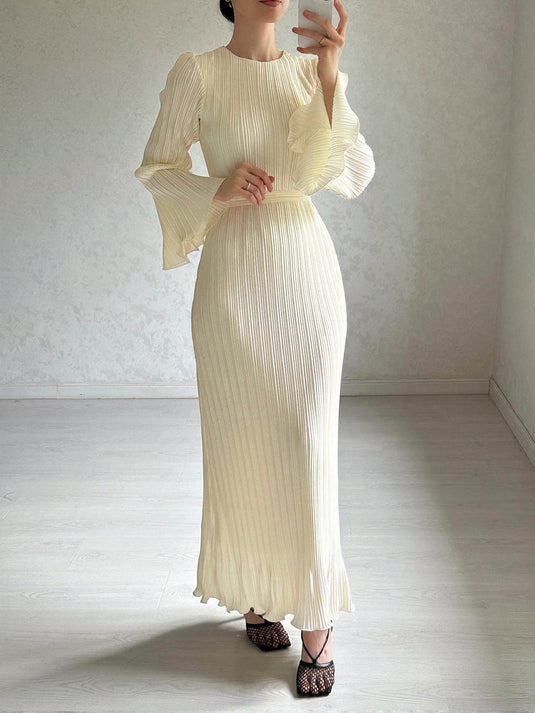 Maxi Robe à Manches Cloches Froncées