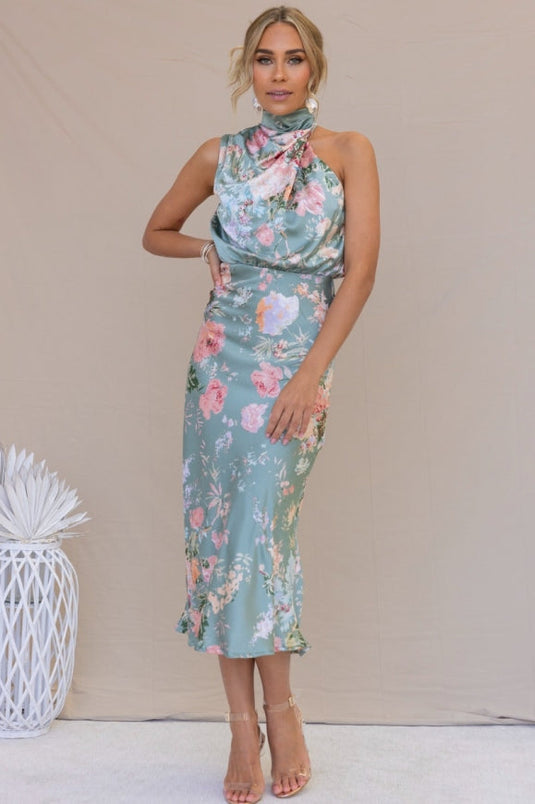 Robe Maxi Fleurie à Bretelles avec Taille Élastique - Wine Country Dates