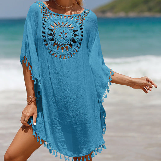 Blouse de Plage en Crochet à Franges de Tournesol