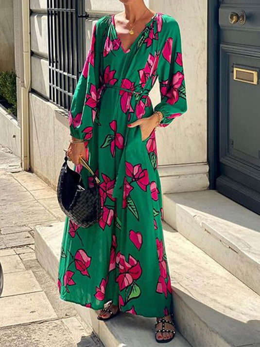 Robe de Plage à Imprimé et Col V pour vos Évasions