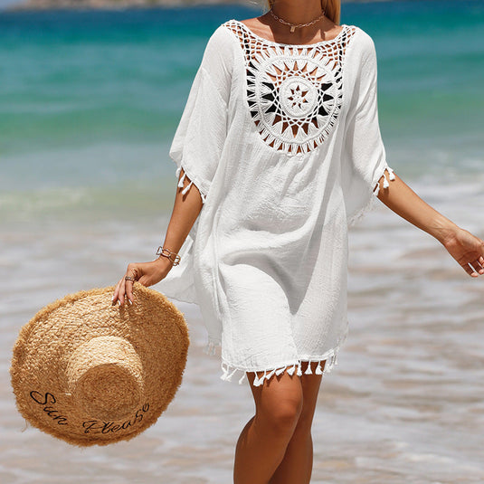 Blouse de Plage en Crochet à Franges de Tournesol