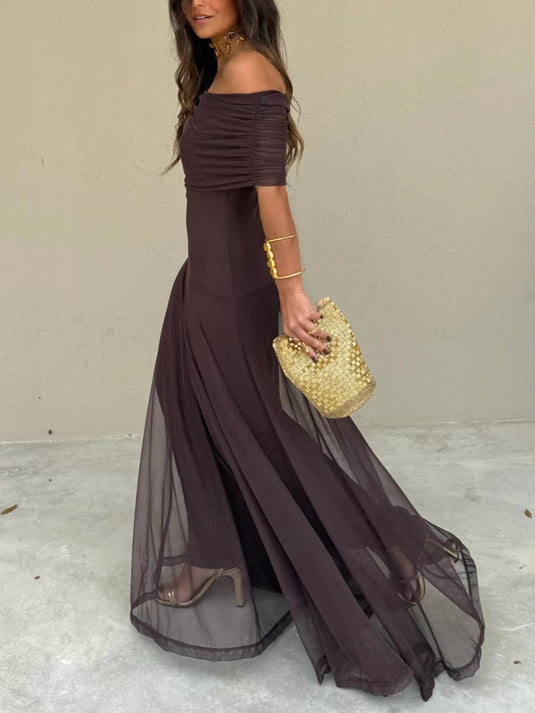Robe Maxi en Mesh Toledo à Épaule Unique