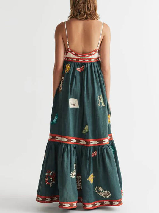 Robe Midi Imprimée Été Unique et Amusante