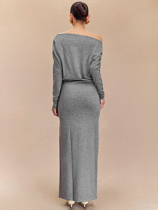 Asymmetrical Neckline Maxi Dress