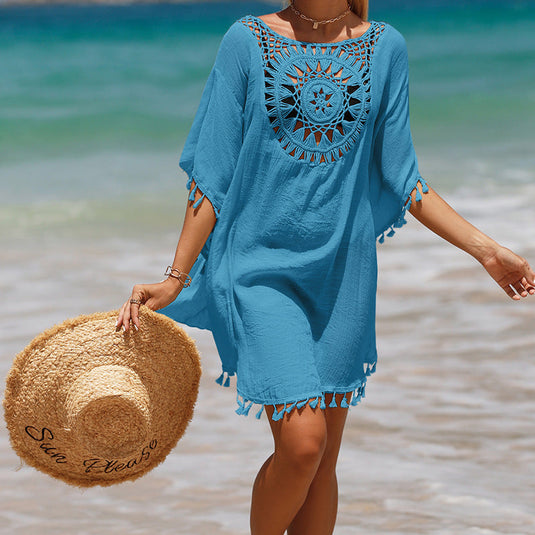 Blouse de Plage en Crochet à Franges de Tournesol