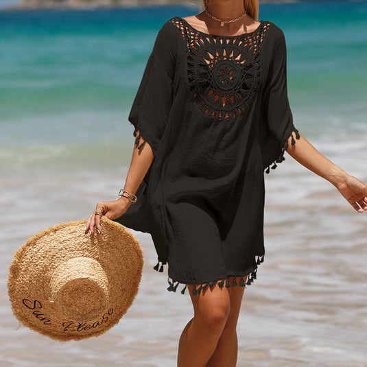 Blouse de Plage en Crochet à Franges de Tournesol