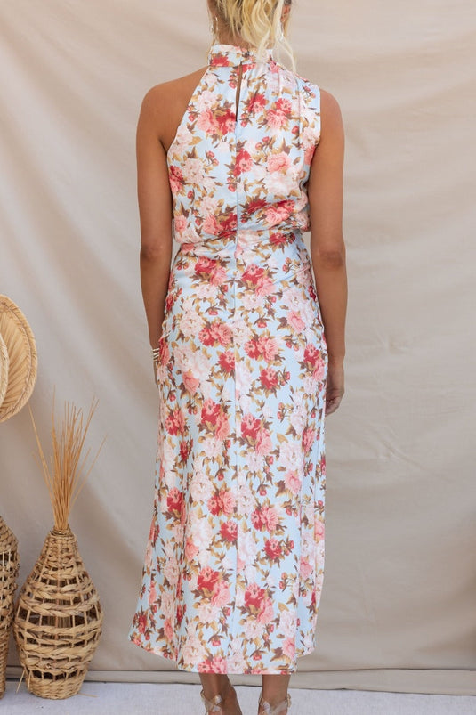 Robe Maxi Fleurie à Bretelles avec Taille Élastique - Wine Country Dates