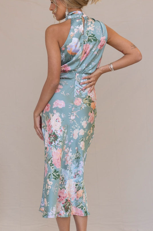 Robe Maxi Fleurie à Bretelles avec Taille Élastique - Wine Country Dates