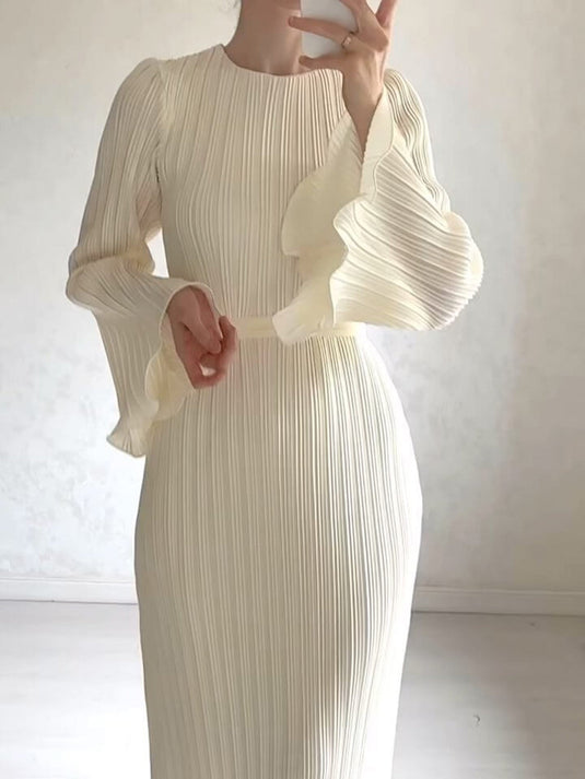 Maxi Robe à Manches Cloches Froncées