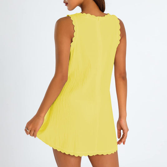 Robe de Plage A-Line Noir avec Volants