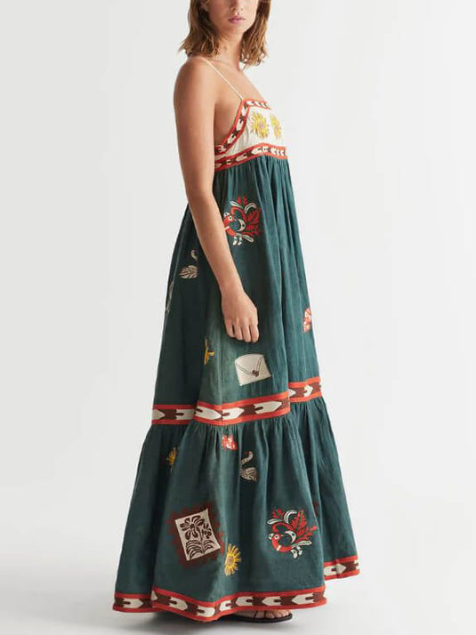 Robe Midi Imprimée Été Unique et Amusante