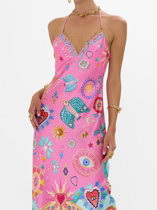 Maxi Robe à Bretelles en Chaîne