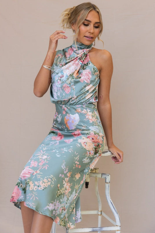 Robe Maxi Fleurie à Bretelles avec Taille Élastique - Wine Country Dates