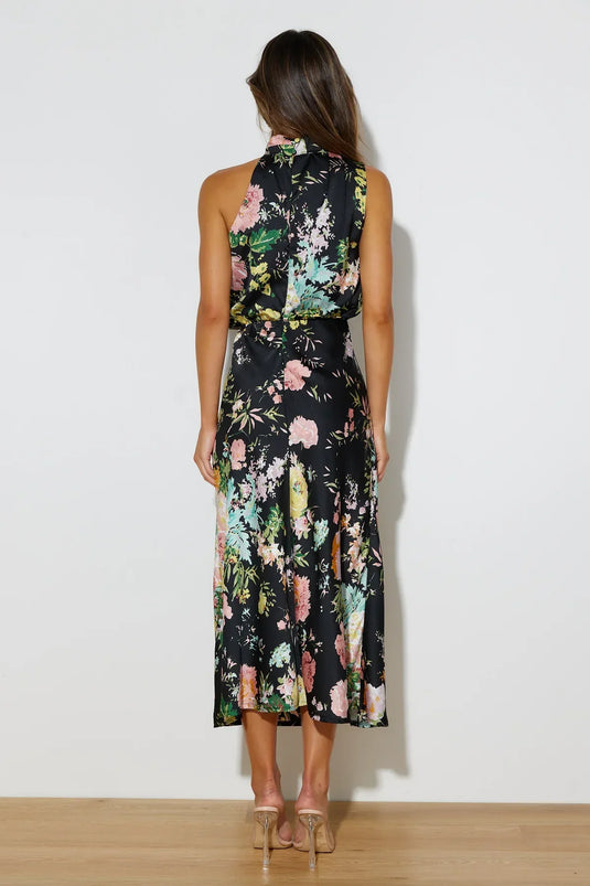 Robe Maxi Fleurie à Bretelles avec Taille Élastique - Wine Country Dates
