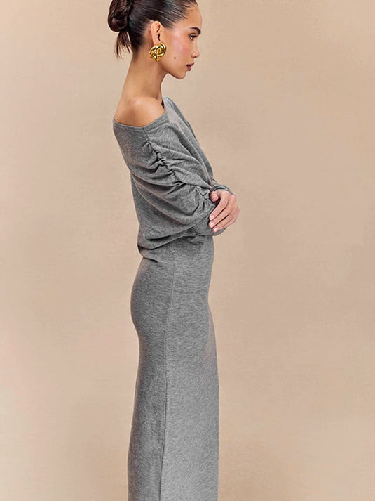 Asymmetrical Neckline Maxi Dress