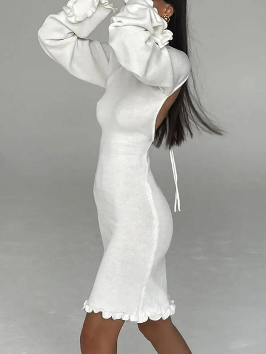 Robe courte à manches larges et décolleté rond